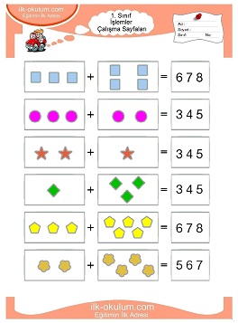 Çocuklar İçin toplam işlemi yaprak testleri 